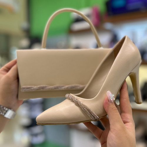 خرید ست کیف و کفش مجلسی کرم