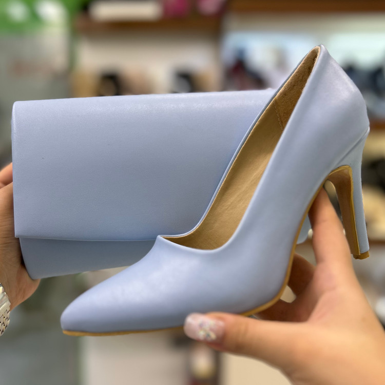 عکس ست کیف و کفش مجلسی آبی آسمانی