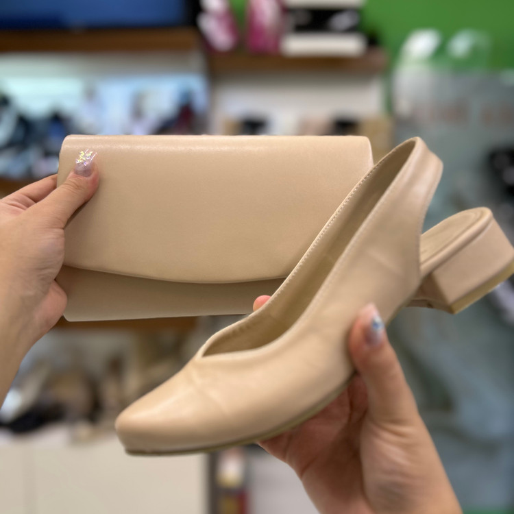 قیمت ست کیف و کفش زنانه پاشنه ۲ سانتی کرم