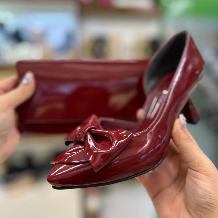 عکس ست کیف و کفش زرشکی مجلسی