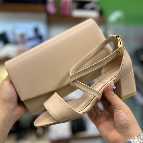 خرید ست کیف و کفش جلو باز کرم دخترانه