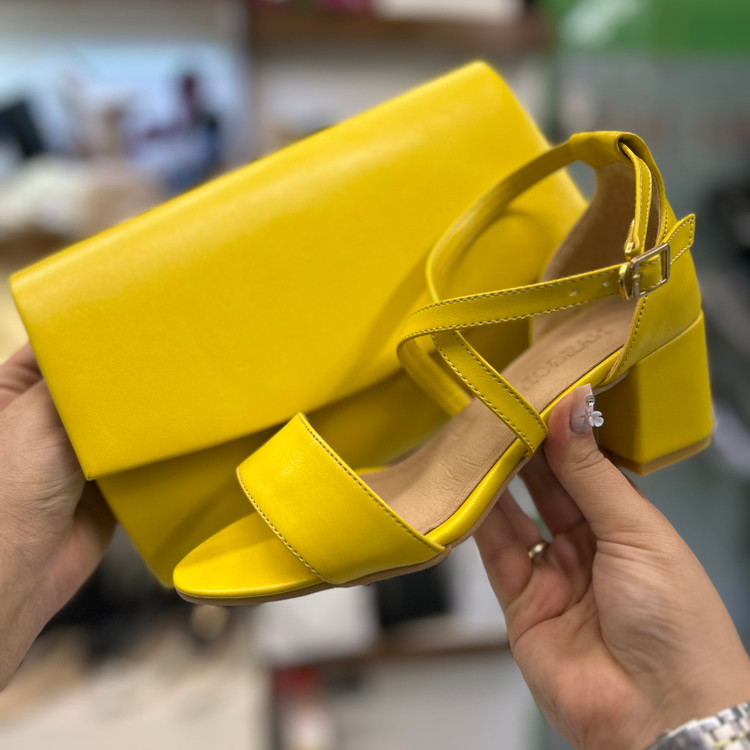 خرید ست کیف و کفش مجلسی زرد