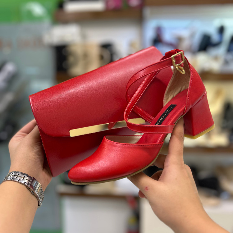 خرید ست کیف و کفش زنانه مجلسی قرمز