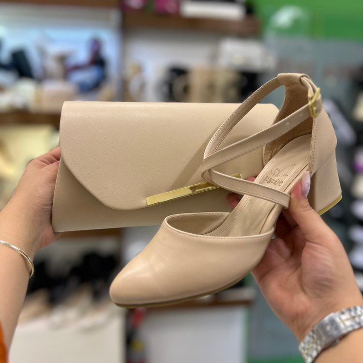 قیمت و عکس ست کیف و کفش مجلسیپاشنه دار زنانه کرم