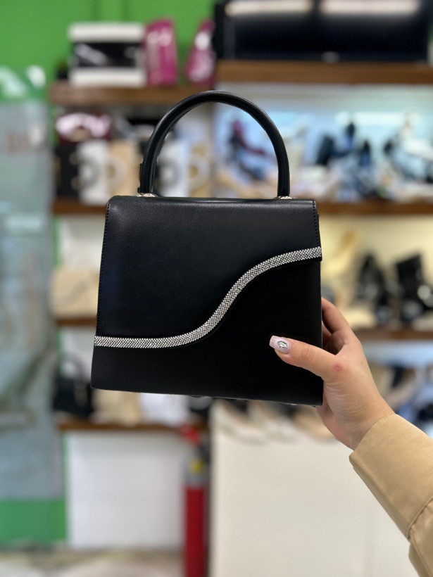 خرید کیف بزرگ نگین دار دسته دار زنانه مشکی