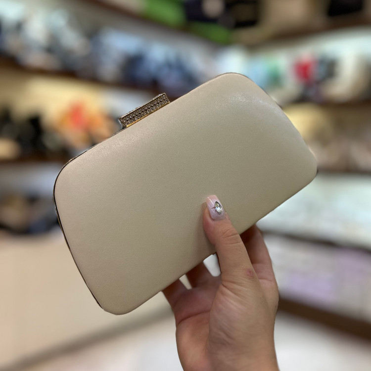 خرید کیف شب مجلسی دهنه دار کرم