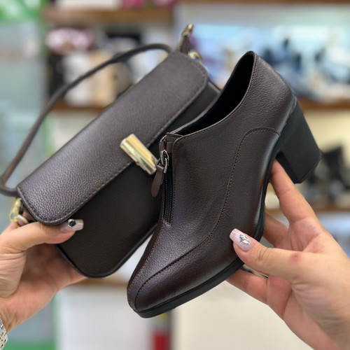 خرید ست کیف و کفش زنانه بیرونی قهوه ای