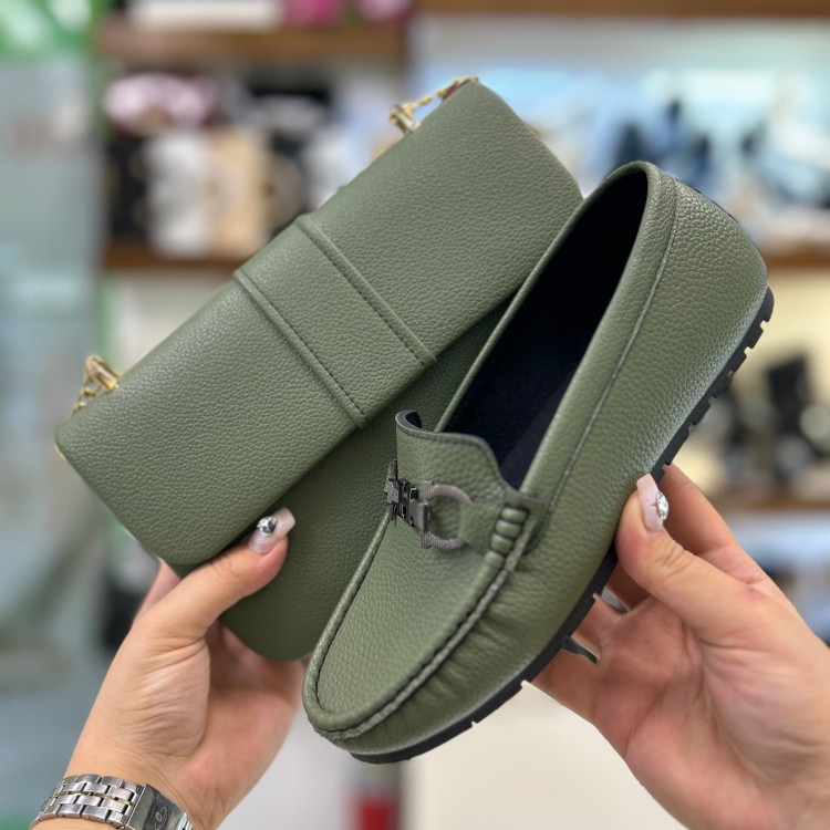 خرید ست کیف و کفش راحتی زنانه سبز لجنی