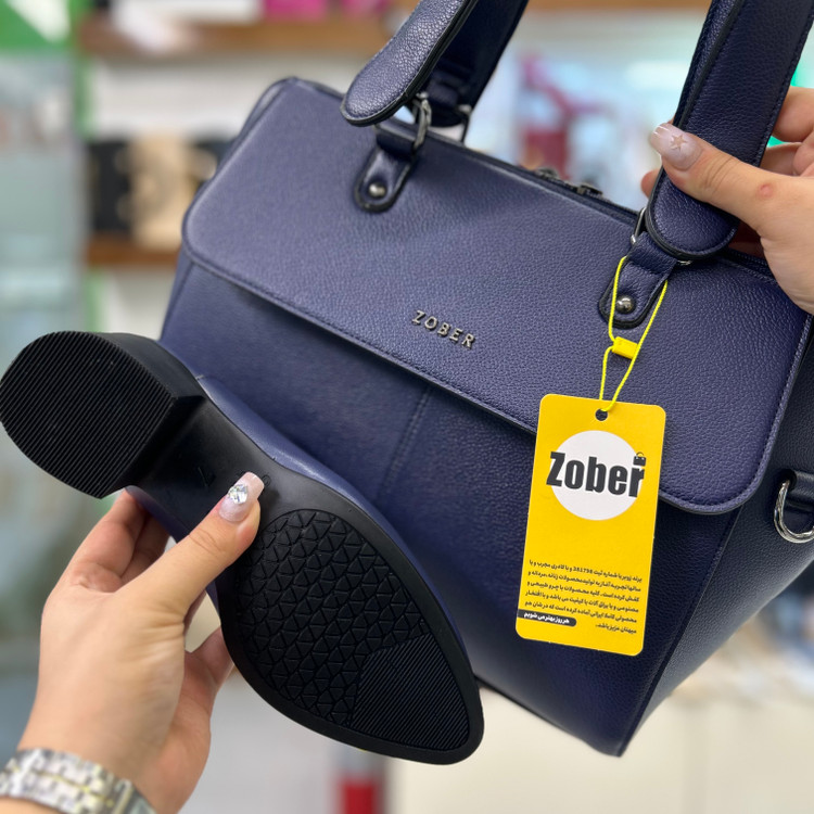 عکس ست کیف و کفش اداری سورمه ای پیو پاشنه سرخود