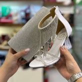 خرید ست کیف و کفش فول نگین سفید