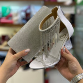 قیمت ست کیف و کفش سفید فول نگین مجلسی زنانه