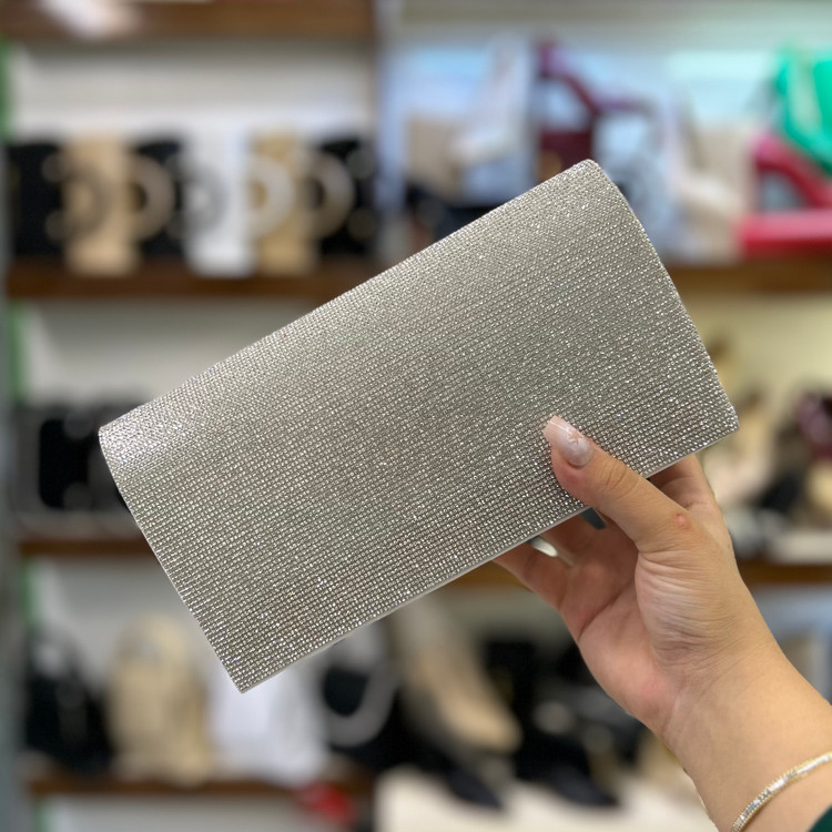 عکس کیف شب فول نگین زنانه سفید