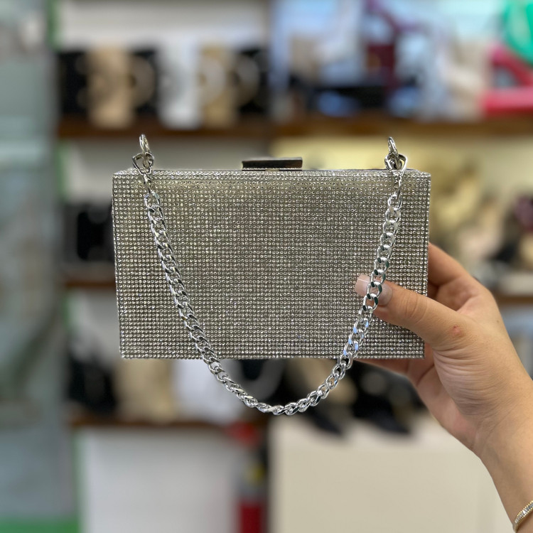 خرید کیف زنانه مجلسی فول نگین مکعبی