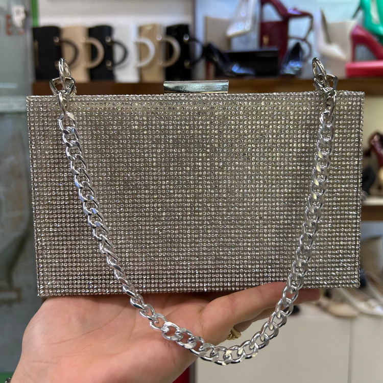 عکس و قیمت کیف شب فول نگین زنانه مکعبی