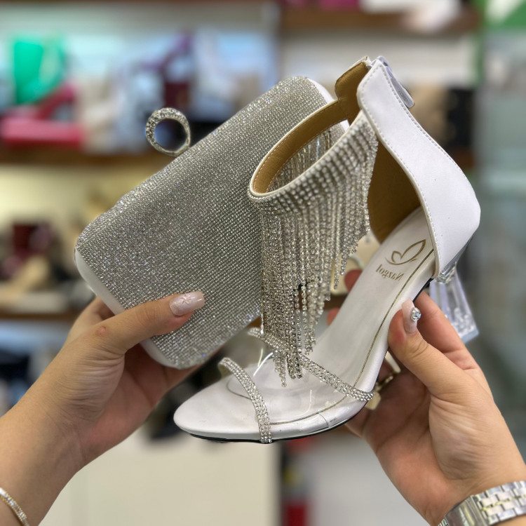 خرید ست کیف و کفش سفید عروس