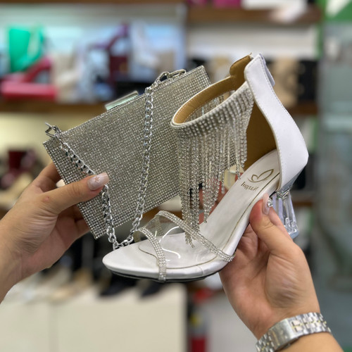 خرید ست کیف و کفش سفید لوکس و باکلاس عروس