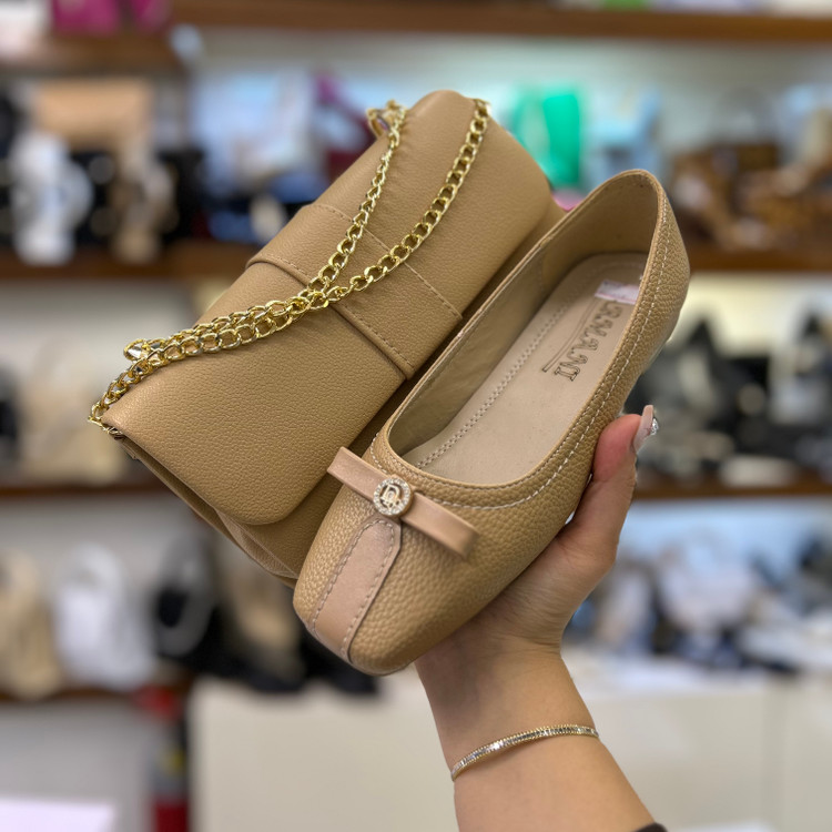 خرید ست کیف و کفش کالج زنانه پاپیونی دیور کرم