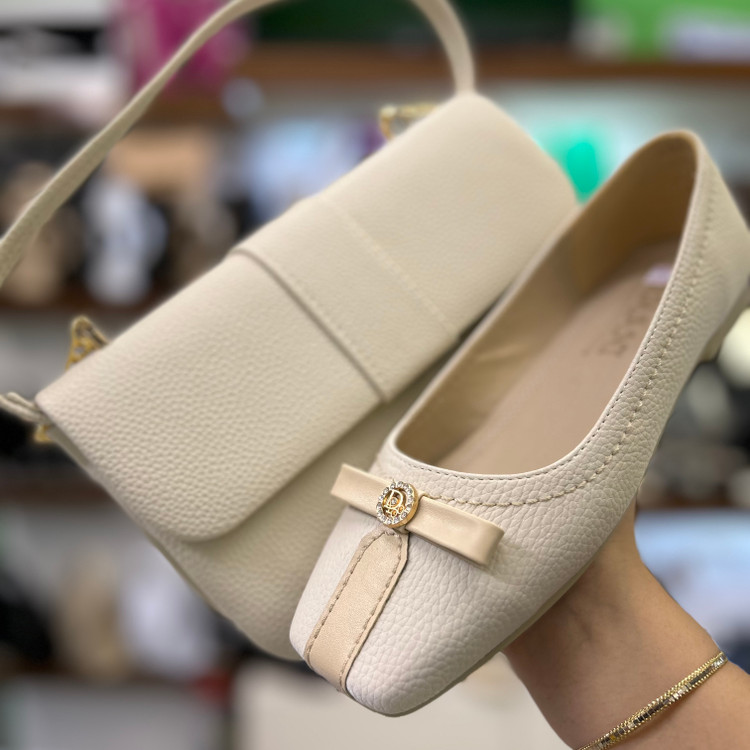 عکس ست کیف و کفش کالج زنانه پاپیونی دیور کرم