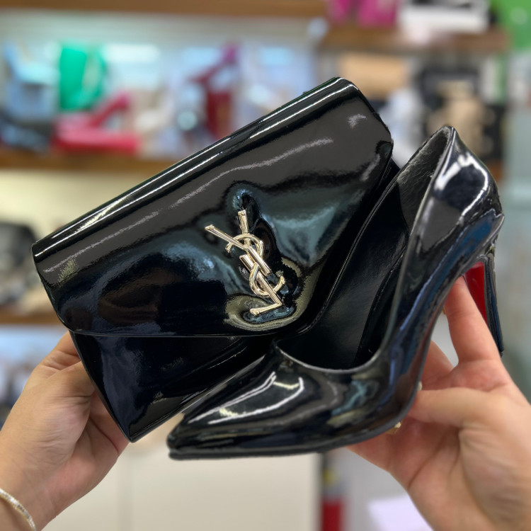 خرید ست کیف و کفش مجلسی ورنی زنانه ysl ایو سن لوران