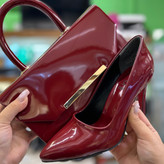 خرید ست کیف و کفش مجلسی زنانه زرشکی قالب ترک