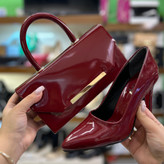 خرید ست کیف و کفش مجلسی زنانه زرشکی قالب ترک