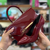 خرید ست کیف و کفش مجلسی زنانه زرشکی قالب ترک