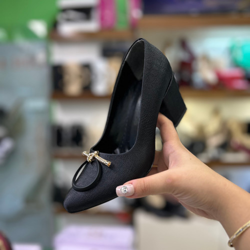 خرید کفش زنانه پاشنه پهن مجلسی ساتن چروک