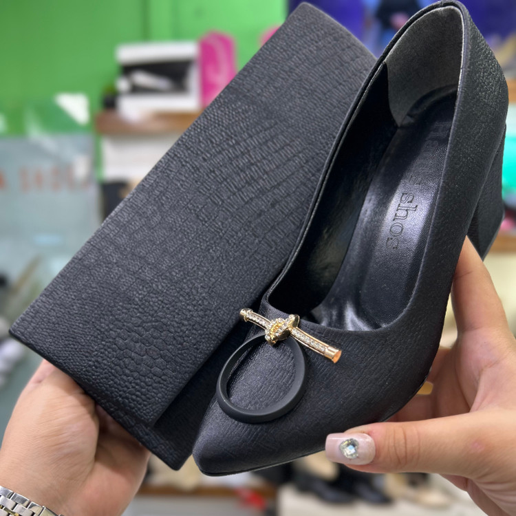 قیمت ست کیف و کفش زنانه پاشنه پهن مجلسی ساتن چروک