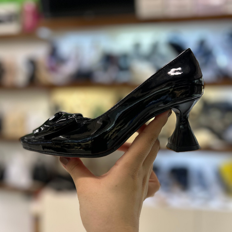 عکس و قیمت کفش مجلسی زنانه پاپیونی ورنی قالب بزرگ پا تا ۴۲