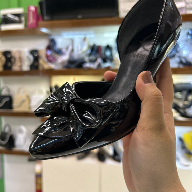 قیمت کفش مجلسی زنانه پاپیونی ورنی قالب بزرگ پا تا ۴۲